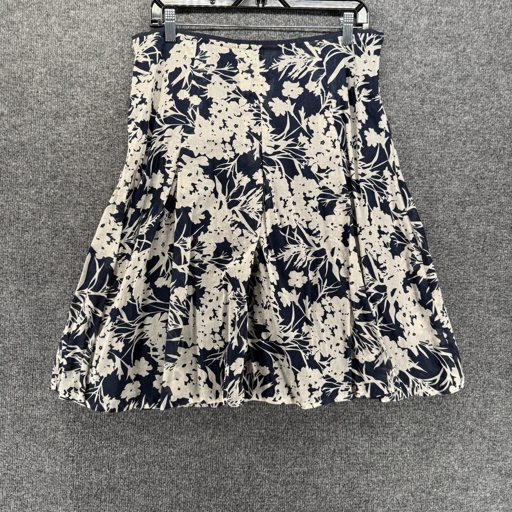 Banana Republic Skirt Womens 10 Blue White Floral Flowy A-Line Boho Prep Cotton
